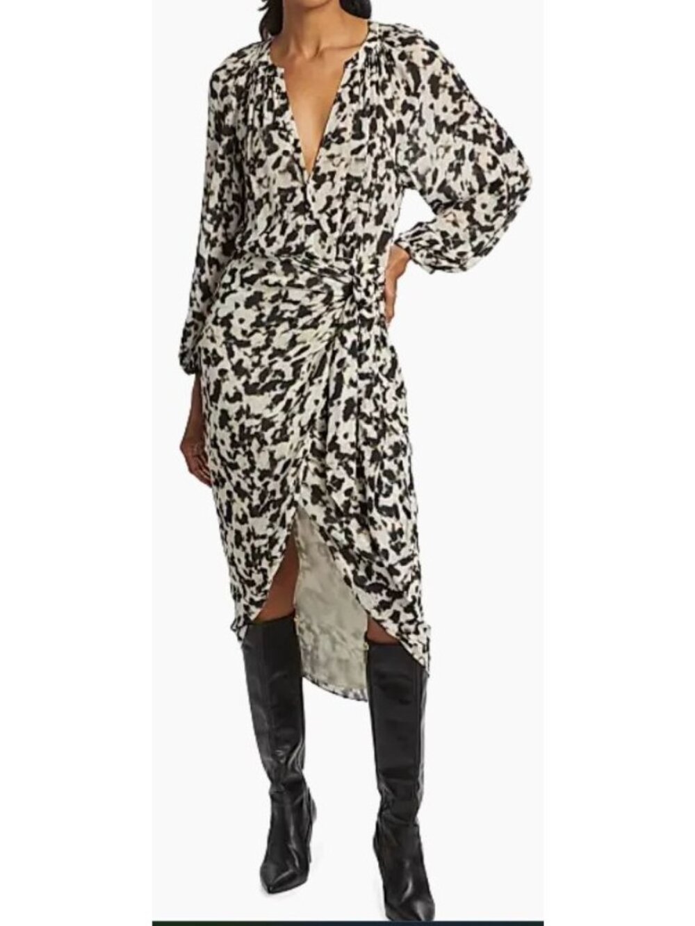 Rails Tyra Tie Waist Size Medium Blurred Cheetah Dress NWT $268